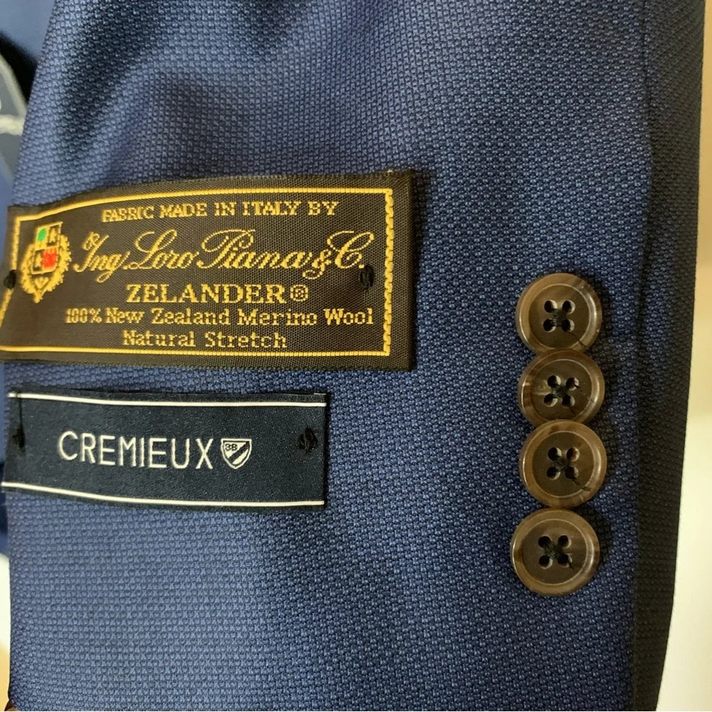 NWT Daniel Cremieux 2-Piece Navy‎ Blue 100% Wool Suit Size 44x38L Office Formal